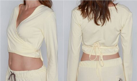 objet à vendre (divers), ANGEL RED Cardigan  neuf jaune  taille M forme cache-coeur manches longues sérigraphies 2€
