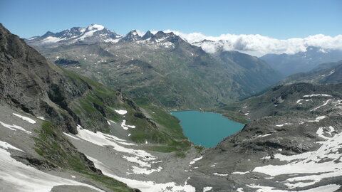 13-08-11 Col de la Loze (Vald'Isère), 13-08-11 Col de la Loze 28 - Versant italien - Gran Paradiso  Lago Serrù