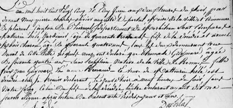 actes genealogie, déces de Thomasse GUIMARD 1825