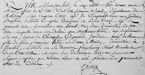 actes genealogie, décés Math. Hélé 1808