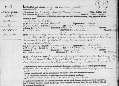 actes genealogie, Mariage  Mathurin Hélé Mo  Dréan