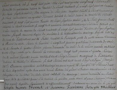 actes genealogie, mariage de joseph vromet et JP Mallier 2