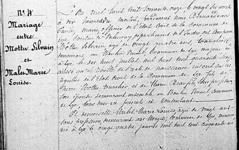 actes genealogie, mariage de S Mottu et Marie L Mallet 1