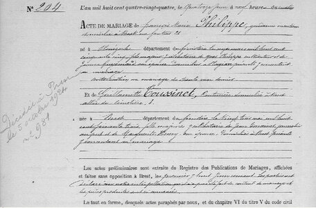 actes genealogie, MARIAGE FRAN9OIS PHILIPPE
