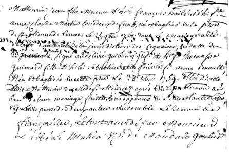 actes genealogie, Mariage Mathurin Hélé et Thomasse Guymard