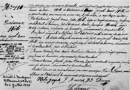 actes genealogie, Naissance Ange Hélé