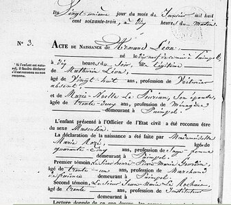 actes genealogie, naissance Armand Leon