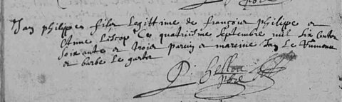 actes genealogie, Naissance de jan Philippe 1663