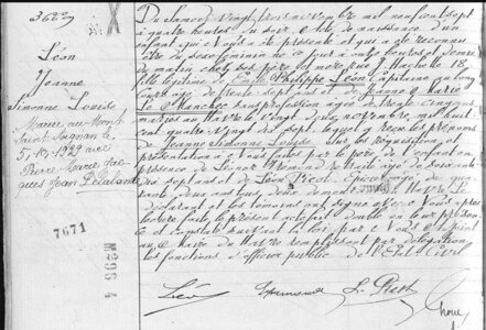 actes genealogie, naissance de Jeanne LEON