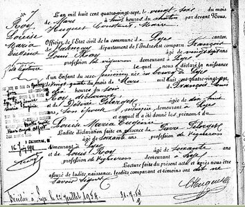 actes genealogie, Naissance de maria Roy