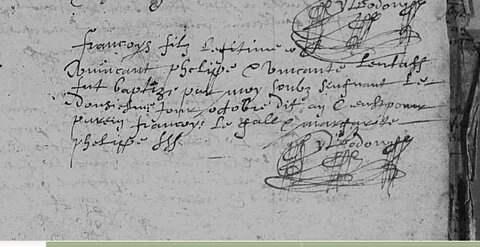 actes genealogie, Naissance François Philippe 1638