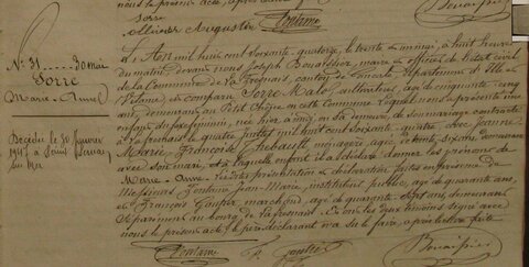 actes genealogie, naissance marie anne Sorre