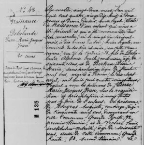actes genealogie, Naissance Pierre Delalande