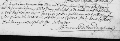 actes genealogie, naissance Yves Philppe 1705