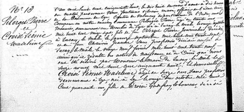 actes genealogie, Pierre Pilorget  Leonie croisé