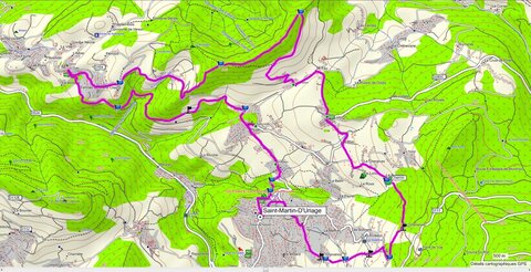 CIRCUIT DU ROUX ET DE COMBELOUP, Le parcours : départ du camping du Buisson (drapeau vert)
