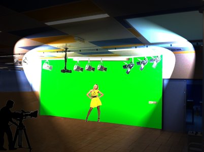 AUX TEMPS DU L.A.C. MAJEUR, STUDIO -FOND VERT-SIMULATION ECLAIRAGE