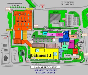AUX TEMPS DU L.A.C. MAJEUR, plan de l’établissement LYCEE ARBEZ CARME