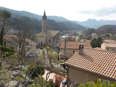 TROU DE L'ARGENT 21 03 2017 : 9.7 km, 4  h de marche, 705 m de dénivelé positif cumulé, P2, T2. Météo : temps nuageux à couvert, un peu de vent sur les crêtes., Eglise du hameau de la Baume