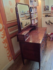 Commode-coiffeuse acajou style anglais, coiffeuse amg profil