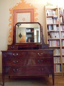 Commode-coiffeuse acajou style anglais, H  75-H miroir 80- P 52-L 114