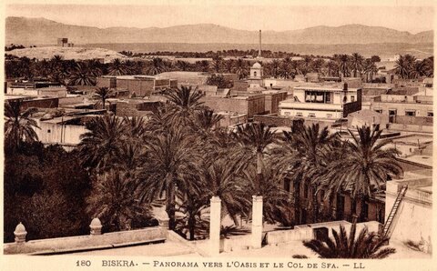 BISKRA : Cartes postales, Biskra.0180.Panorama vers l’oasis et le col de Sfa.LL
