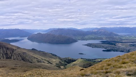 Nouvelle Zélande, novembre à janvier 2019-20, _1270125 raw Vue vers Wanaka  massif du Roys Peak  ile du sud