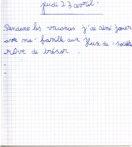 CP: Pendant les vacances, j'ai aimé..., Rémi Ecriture Vacances