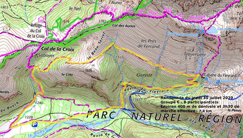 2020 07 30 Boucle cabane du Fleyrard, 2020_07_30 Boucle cabane du Fleyrard Trace