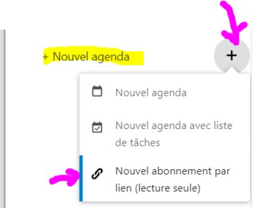 Tuto partage agendas nextcloud chez Zaclys, L'utilisateur B utilise ce lien