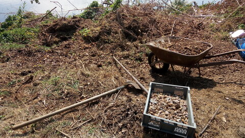 Lavernois vivrier 01 : mes premiers bacs potagers, J’aurais dû prendre une photo avant d’étaler à nouveau les « déchets verts », car ça commençait à faire un sacré trou !