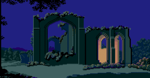 Amiga Pixel art 2, MagneticScrolls-Fish_03_OutsideTheAbbey