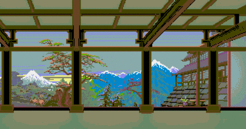 Amiga Pixel art 2, PeteLyon-KarateKid2_Stage10_OverlookingTheValley