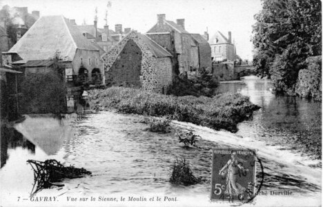 bassin versant de la Sienne et fleuves côtiers du SAGE COC, gavray vue sur la sienne  le moulin et le pont