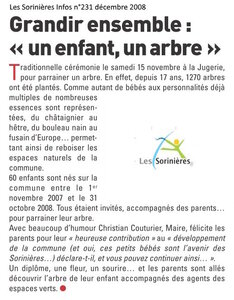 Années un enfant, un arbre, 2008 Un enfant  un arbre