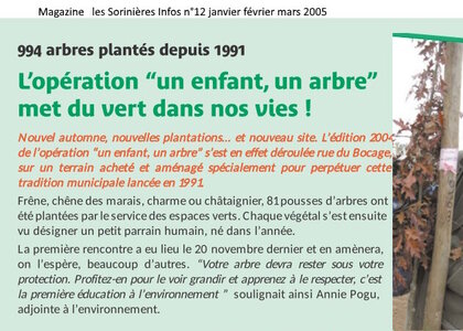 Années un enfant, un arbre, 2004 Un enfant  un arbre - 2