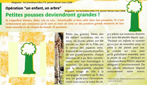 Années un enfant, un arbre, 2003 Un enfant  un arbre