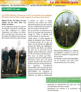 Années un enfant, un arbre, 2001 Magazine J.F.M 2002 Un enfant  un arbre