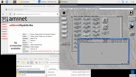 Amiga Pi400, Pratique : le dossier de téléchargement Downloads est partagé entre Linux et Amiga