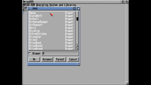 Amiga Pi400, Un petit sélecteur s'ouvre (environ 2400 jeux) , 3 clics suffisent pour choisir un jeu