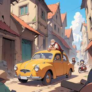 IMAGES CREER AVEC IA, GRAND PERE AU VILLAGE