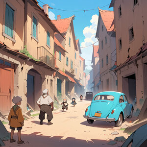 IMAGES CREER AVEC IA, GRAND PERE AU VILLAGE