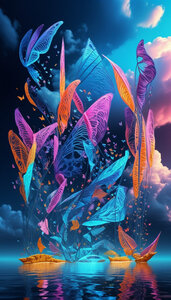 IMAGES CREER AVEC IA, ILES AU PAPILLONS  1 
