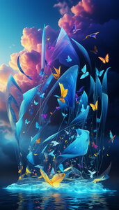 IMAGES CREER AVEC IA, ILES AU PAPILLONS  2 