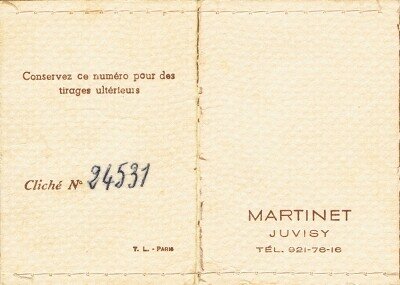 Pochette contenant les photographies d'identité siglée MARTINET