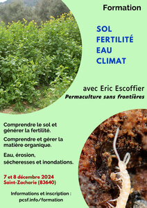 Flyers et affiches - Conférences 23 et 28/11 et formation 7-8/12 - Sol..., Formation Sol Eric Escoffier - St-Zacharie - 7-8 déc - VISUEL (VERT) PNG