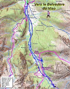 Séjour raquettes à Abriès (3 ème jour), Vers le Belvédère du Viso