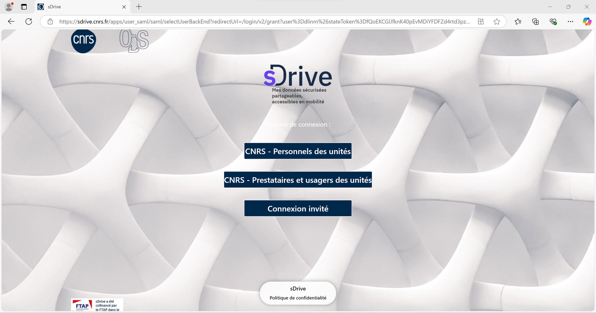 Page d’accueil sDrive