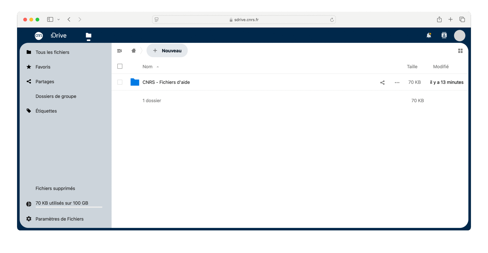 Premier accès à l’espace sDrive/Nextcloud