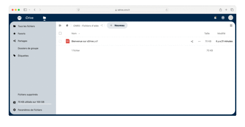 Tutoriel : La synchronisation et le partage de fichiers avec le service sDrive du CNRS, Fichier Bienvenu sur sDrive